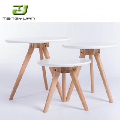 Modern Living Room Furniture Solid Round Wooden Tea Table Design